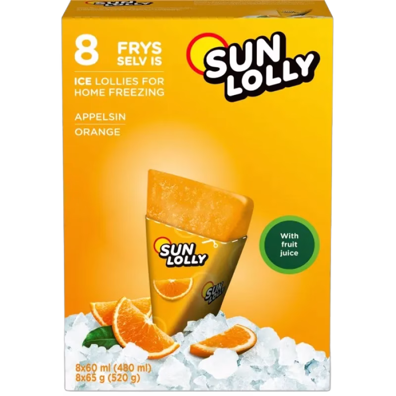 Sun Lolly Isglass Apelsin 8st