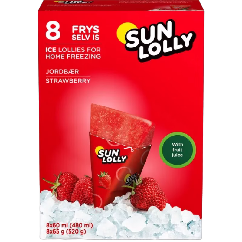 Sun Lolly Isglass Jordgubb 8st