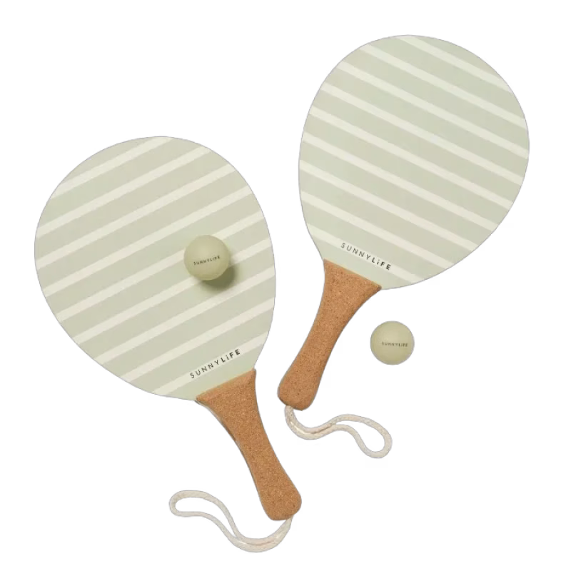 Sunnylife Vintage Strandtennis-set La Palma (Sage Stripe)