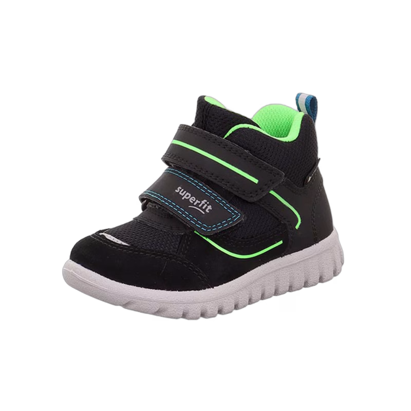 Superfit Sport7 Mini Sneakers, Black/Light Green, 30