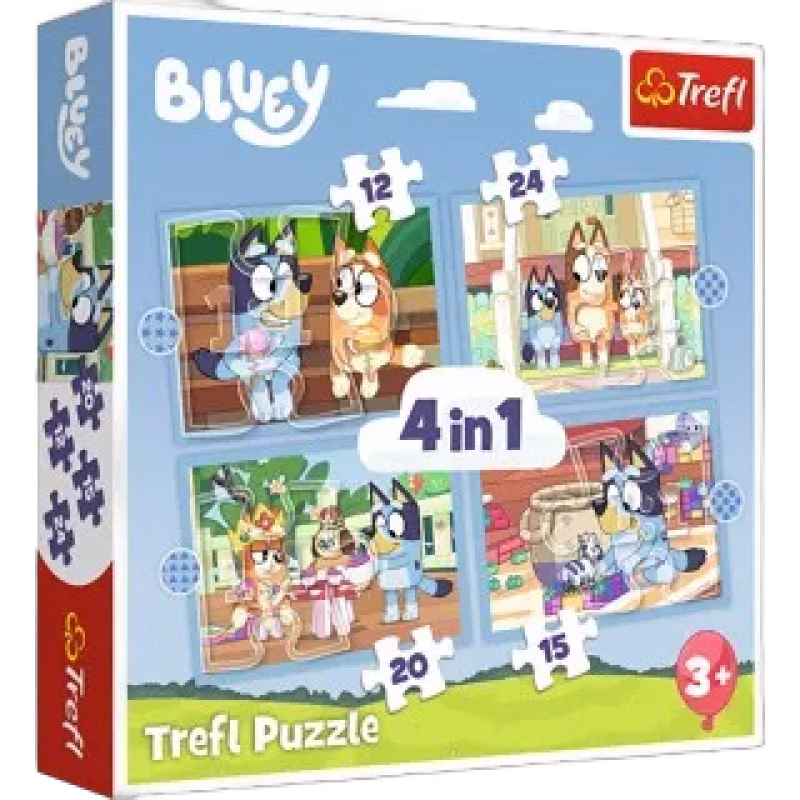 Trefl Bluey 4i1 Pussel 12+15+20+24-bitar