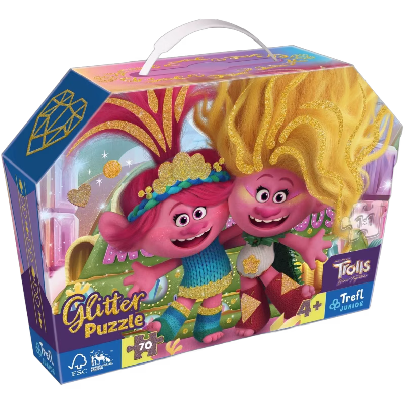 Trefl Junior Glitter Trolls Pussel 70 Bitar