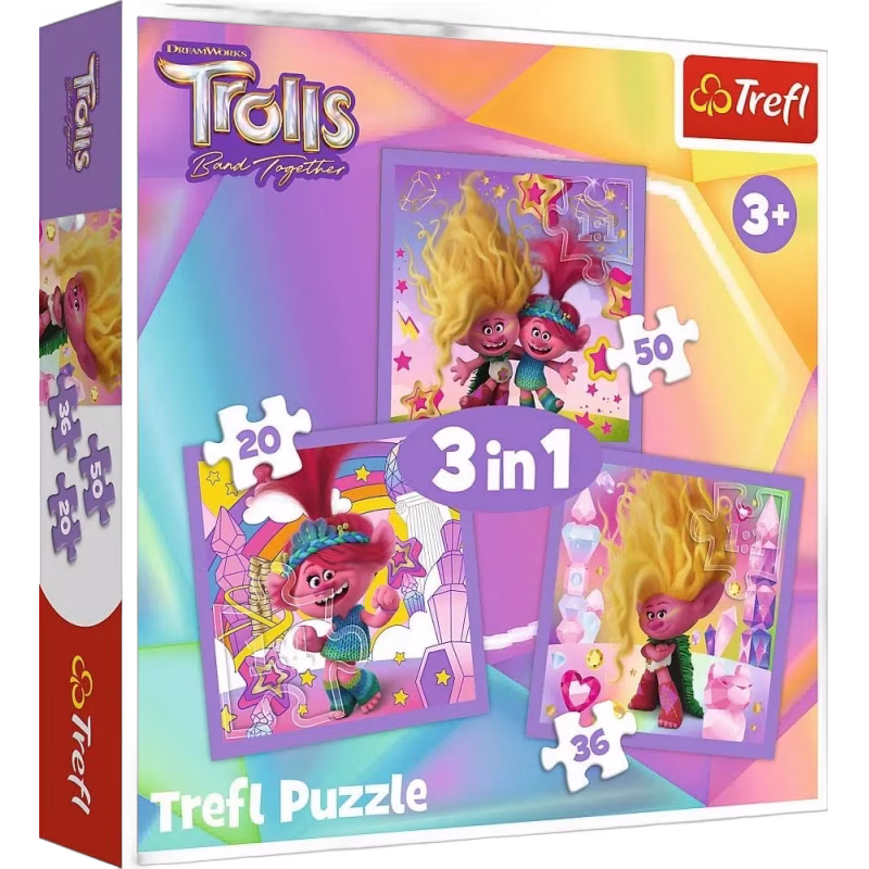 Trefl Trolls 3 Pussel 3-i-1