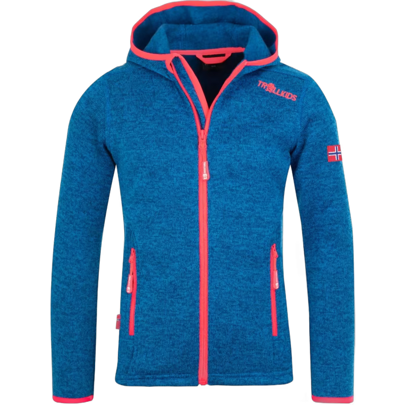 Trollkids Jondalen Fleecejacka, Medium Blue/Coral, Stl 104