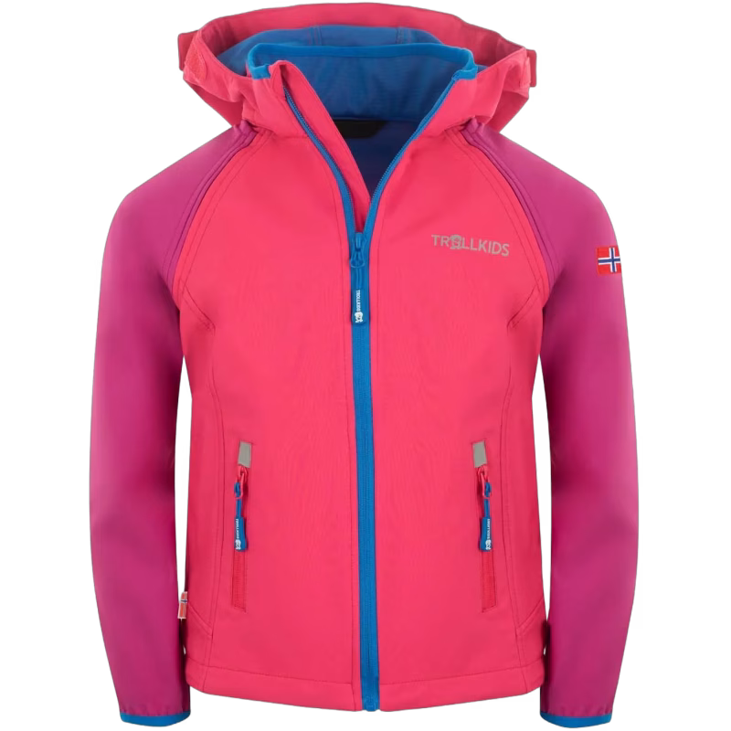 Trollkids Rondane Softshelljacka, Dark Pink/Light Pink/Blue, Stl 110