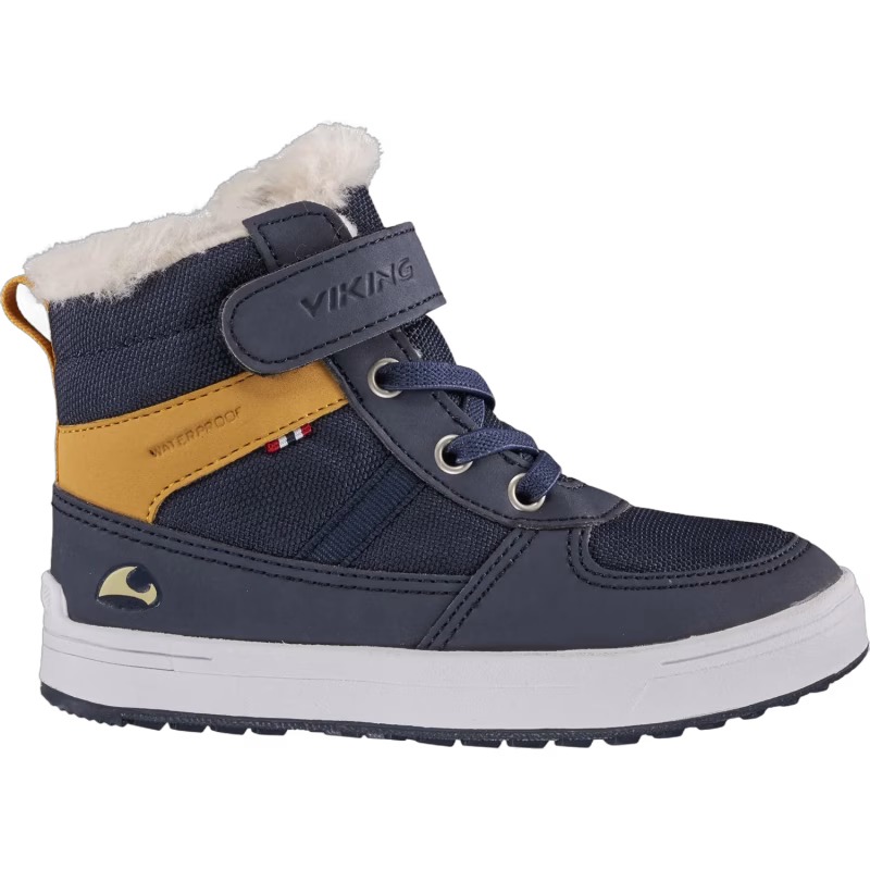 Viking Lucas Mid WP Warm Vinterkängor, Navy/Honey, 25