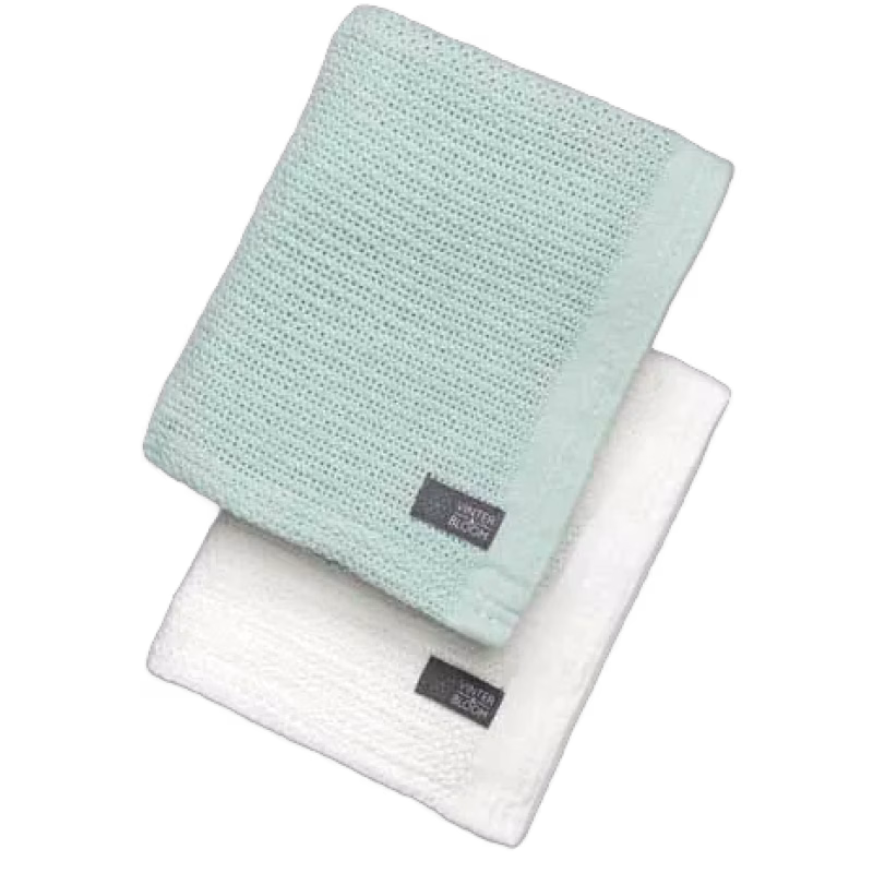 Vinter &  Bloom Soft Grid Gallerfilt 2-Pack, Bright White/ Sage Green