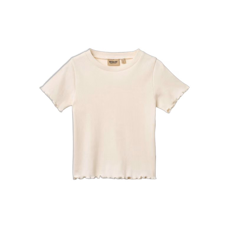 Wheat Alicia  Ribbad T-shirt, Ivory, 98