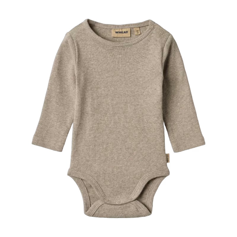 WHEAT Långärmad Body Ribbad Spencer Gravel Melange